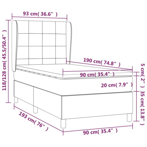 Kontinentalseng med madras 90×190 cm - stof, sort