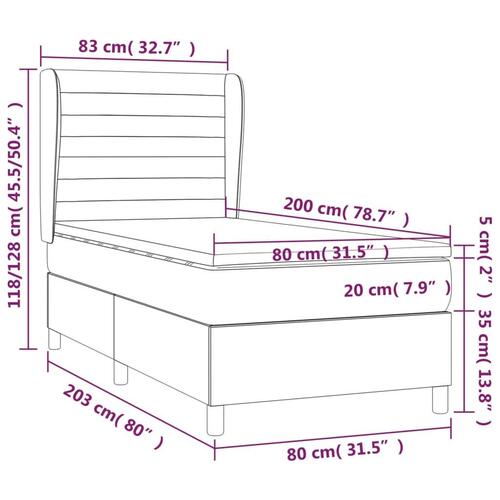 Kontinentalseng med madras 80x200 cm stof cremefarvet