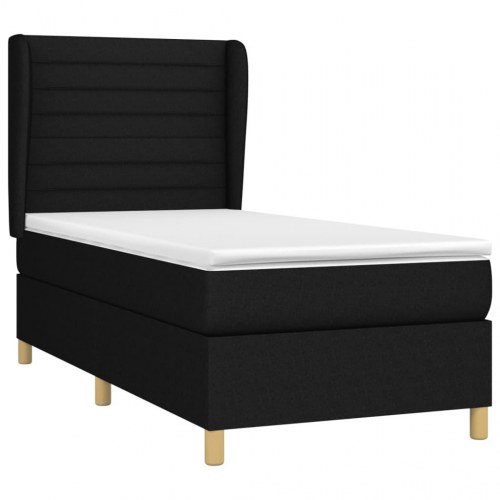Kontinentalseng med madras 90×200 cm - stof, sort