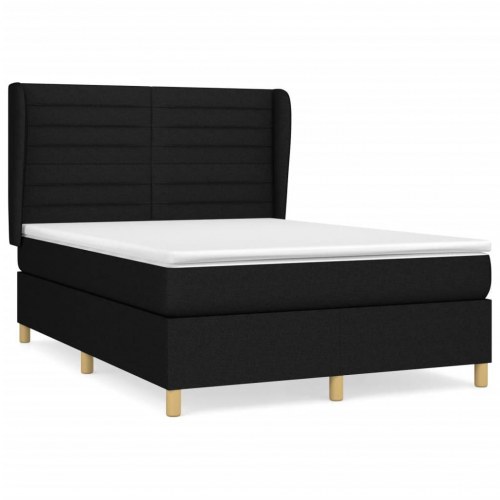Kontinentalseng med madras 140x190 cm - stof, sort