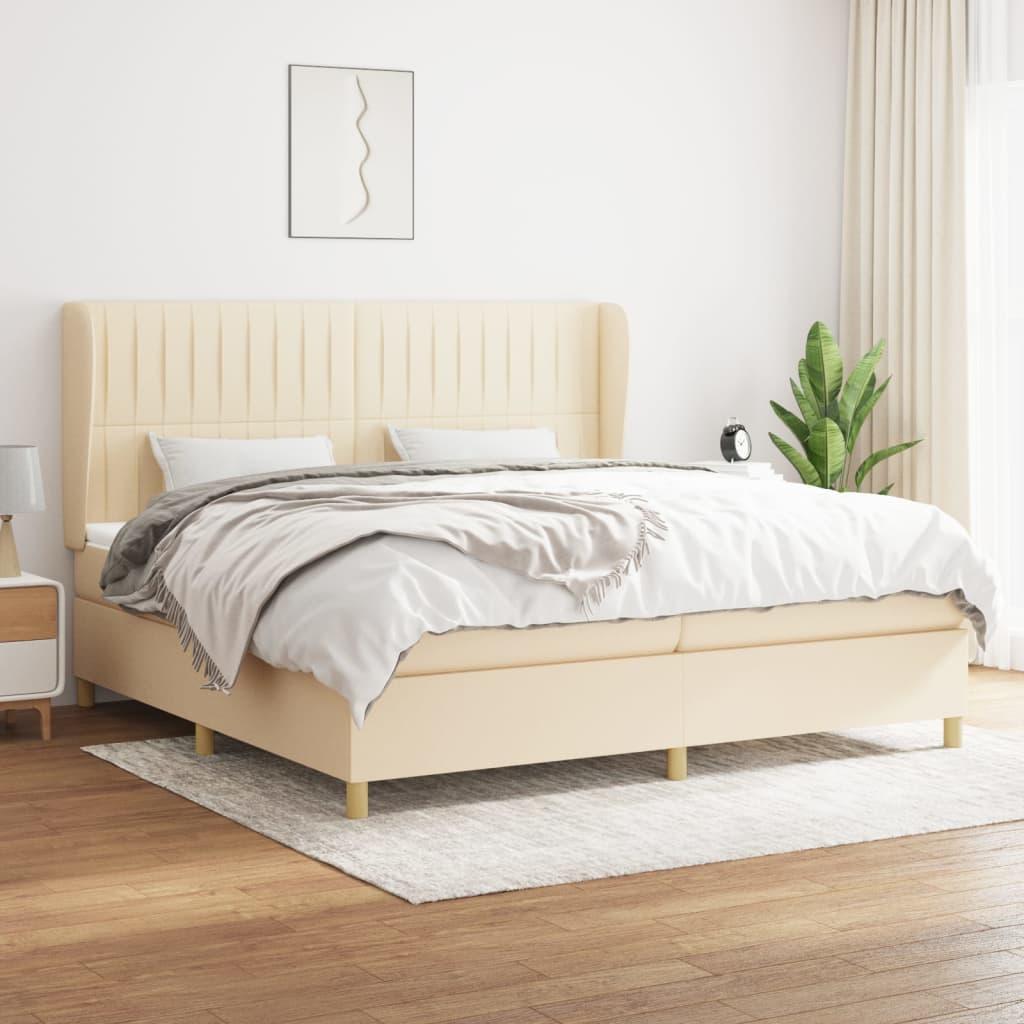 Kontinentalseng Med Madras Stof Farvet Creme - Lodrette striber / 200 x 200 cm