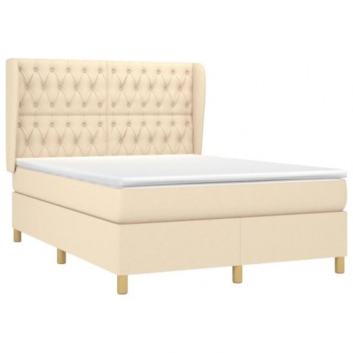 Kontinentalseng med madras 140×190 cm - stof, cremefarvet