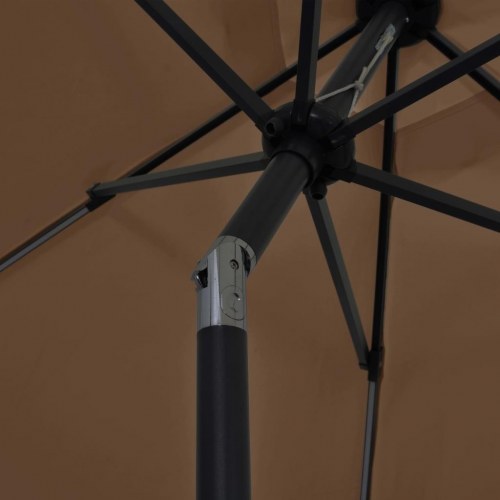 Parasol med LED-lys 300 cm - gråbrun