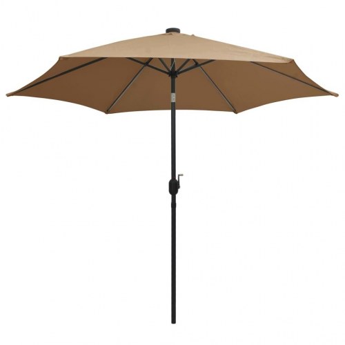 Parasol med LED-lys 300 cm - gråbrun