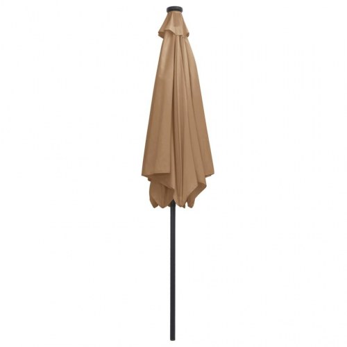 Parasol med LED-lys 300 cm - gråbrun