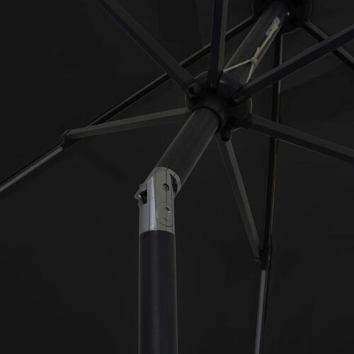 Parasol med LED-lys og aluminiumsstang 300 cm sort