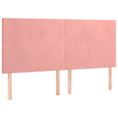 Kontinentalseng med madras 200x200 cm - fløjl, lyserød