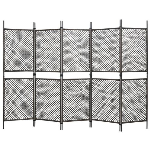 5-panels rumdeler 300x200 cm polyrattan brun