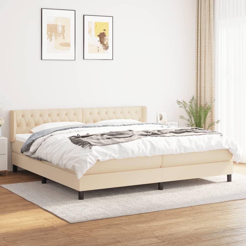 Kontinentalseng Med Madras Stof Farvet Creme - Med pynteknapper / 200 x 200 cm
