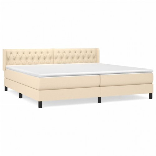 Kontinentalseng med madras 200 x 200 cm - stof, creme