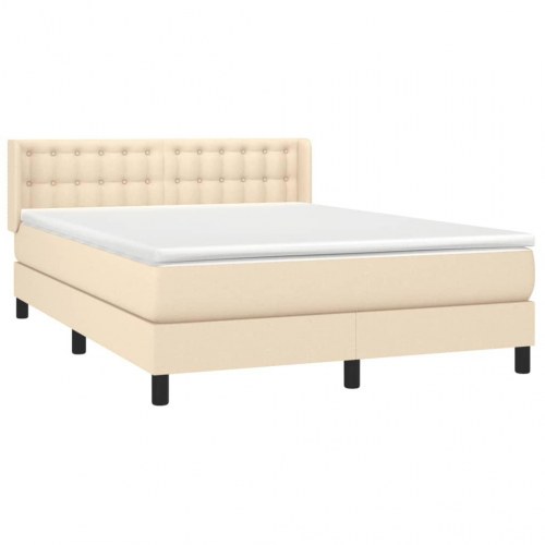 Kontinentalseng med madras 140x190 cm - stof, cremefarvet