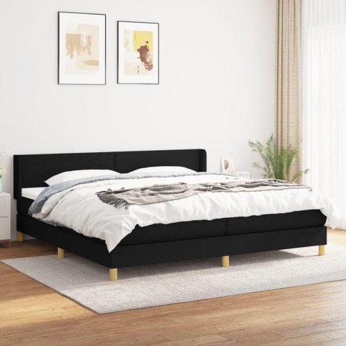 Kontinentalseng med madras 200×200 cm - stof, sort