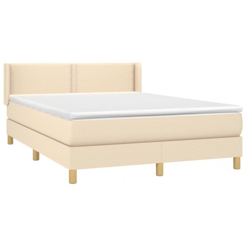 Kontinentalseng med madras 140×200 cm - stof, cremefarvet