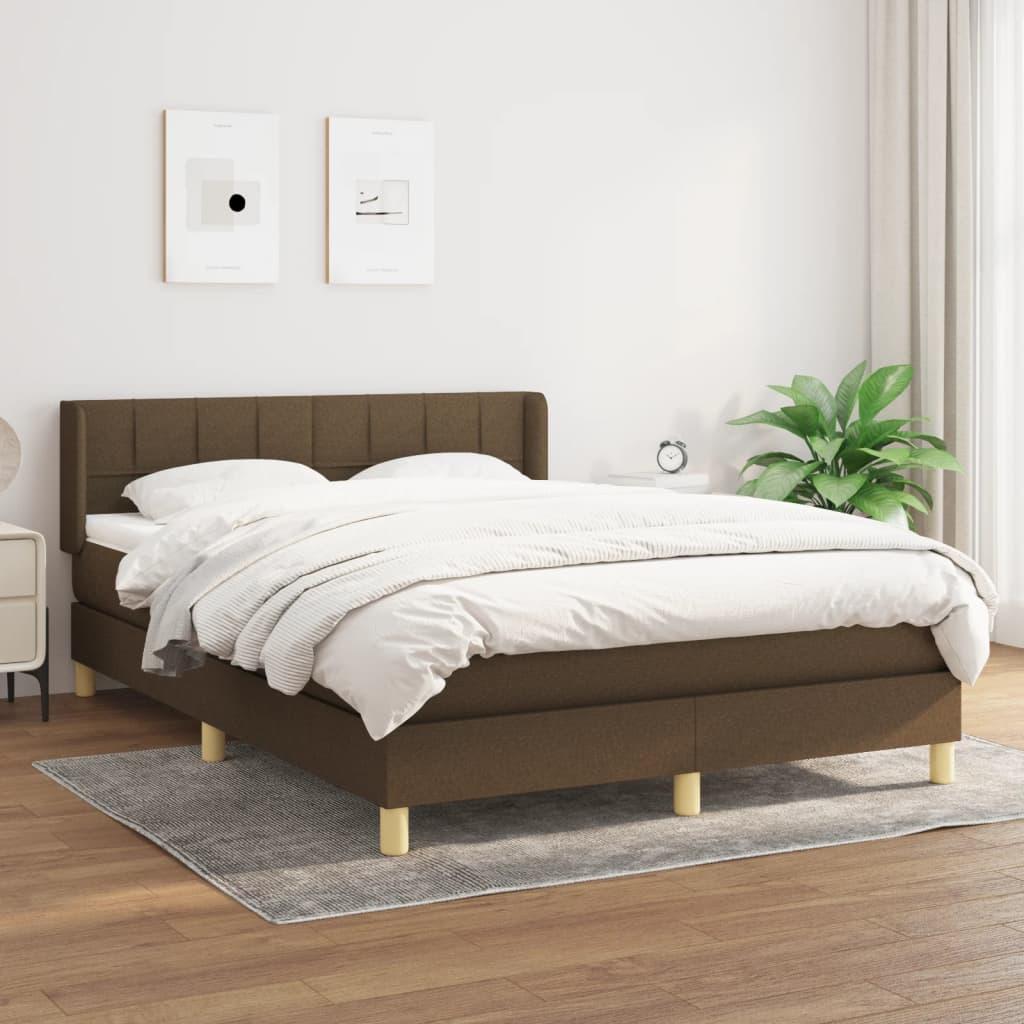 Kontinentalseng Med Madras Stof Mørkebrun - Blok med firkanter / 140 x 190 cm