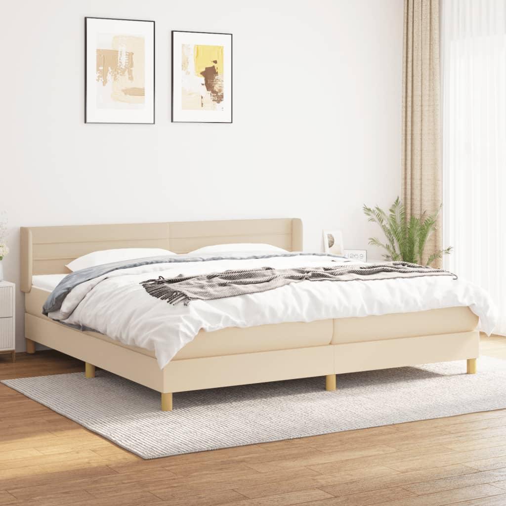 Kontinentalseng Med Madras Stof Farvet Creme - vandrette striber / 200 x 200 cm