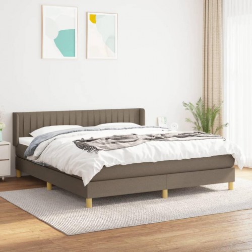 Kontinentalseng med madras 200x200 cm - stof, gråbrun