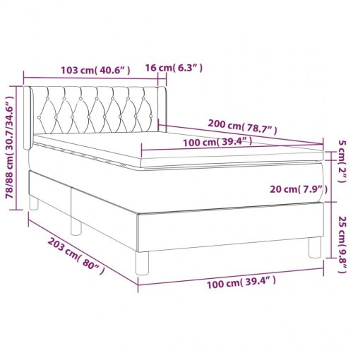 Kontinentalseng med madras 100×200 cm - stof, cremefarvet