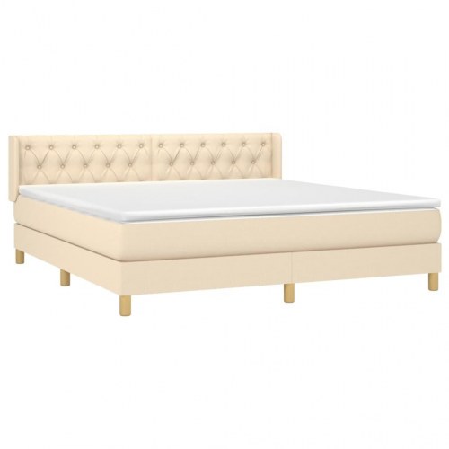 Kontinentalseng med madras 160×200 cm - stof, cremefarvet