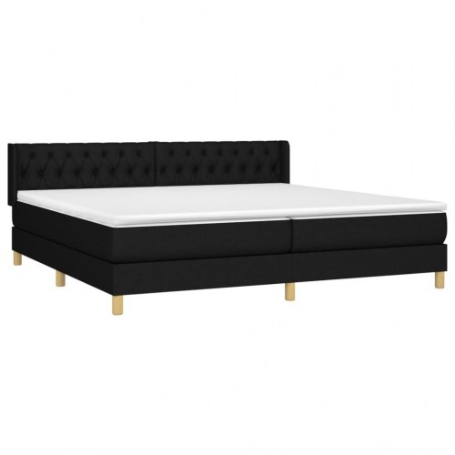 Kontinentalseng med madras 200 x 200 cm - stof, sort