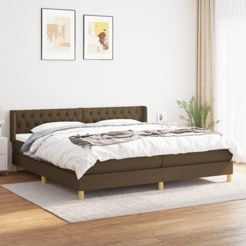 Kontinentalseng med madras 200×200 cm - stof, mørkebrun