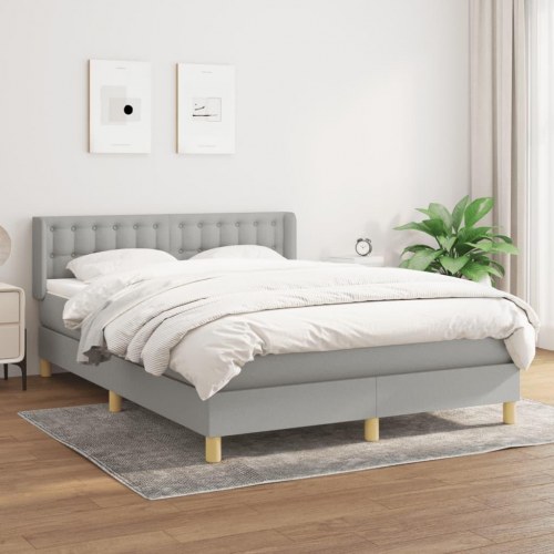 Kontinentalseng med madras 140×190 cm - stof, lysegrå