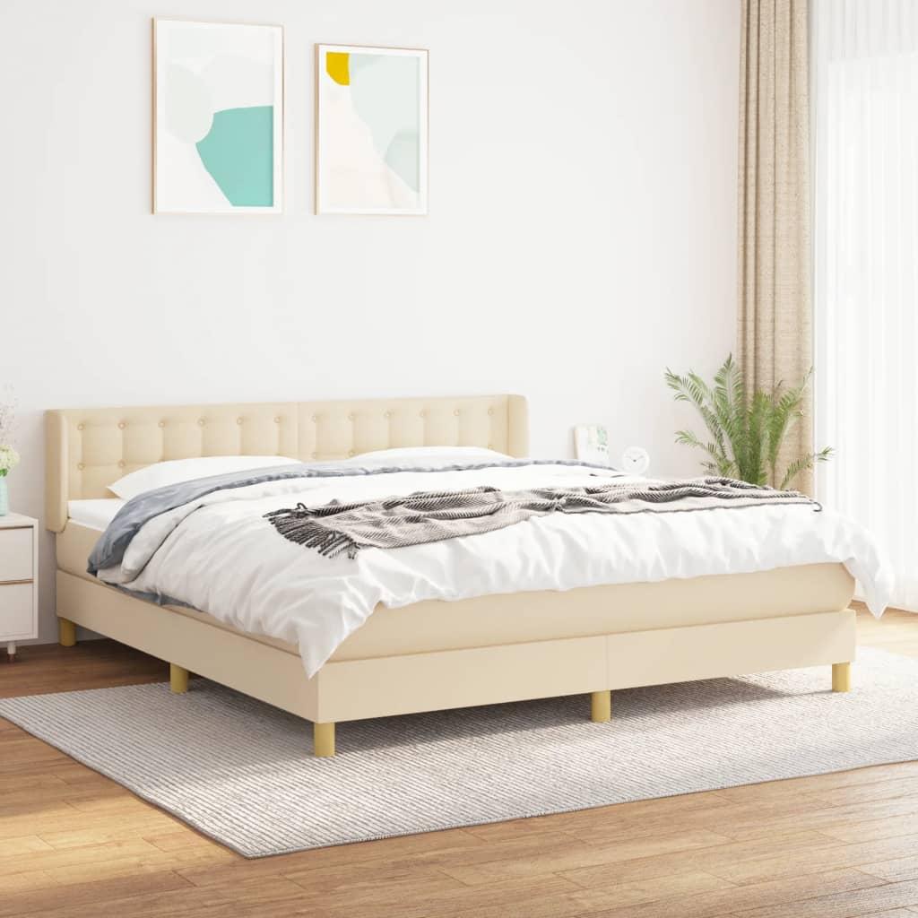 Kontinentalseng Med Madras Stof Farvet Creme - knapper / 160 x 200 cm