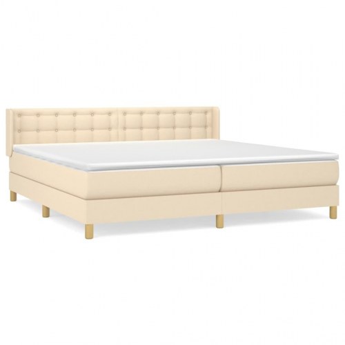 Kontinentalseng med madras 160×200 cm - stof, cremefarvet