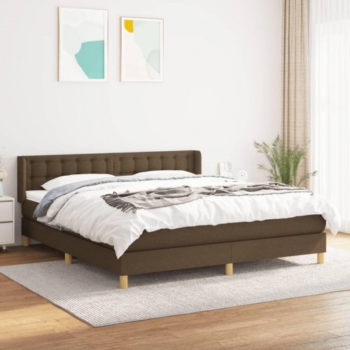 Kontinentalseng med madras 180×200 cm - stof, mørkebrun