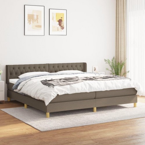 Kontinentalseng med madras 200x200 cm - stof gråbrun