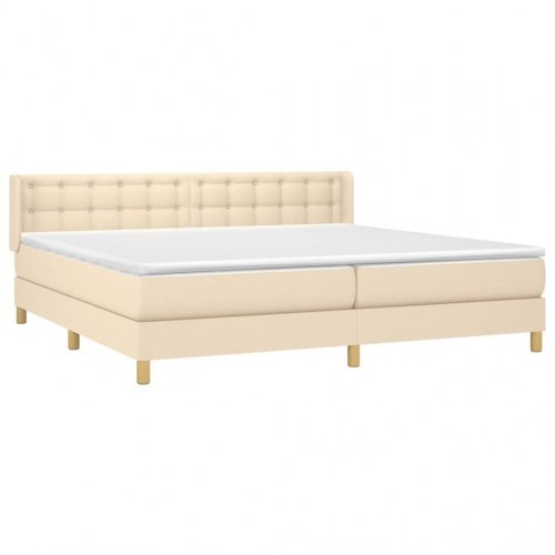 Kontinentalseng med madras 200×200 cm - stof, cremefarvet