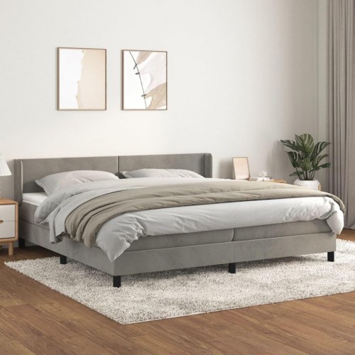 Kontinentalseng med madras 200x200 cm - fløjl, lysegrå