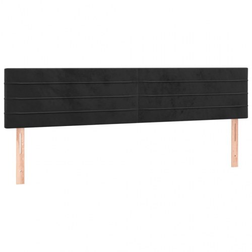 Kontinentalseng i fløjl - 200x200 cm - sort med madras og topmadras