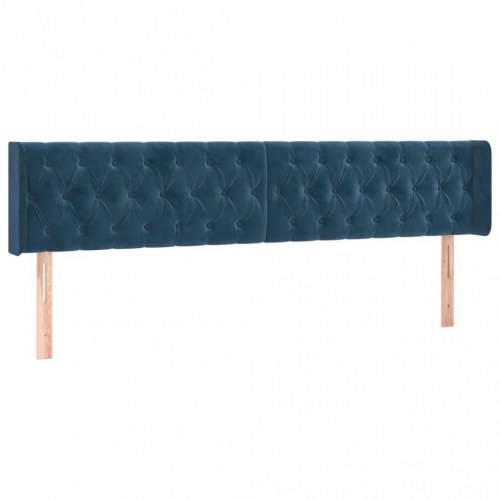 Kontinentalseng med madras 200x200 cm - fløjl, mørkeblå