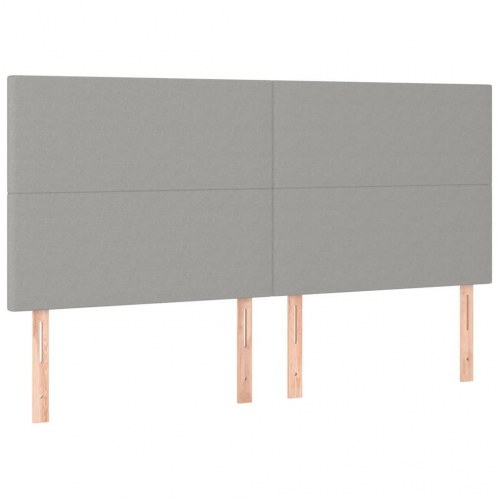 Kontinentalseng 160 x 200 cm - stof, lysegrå med justerbar sengegavl