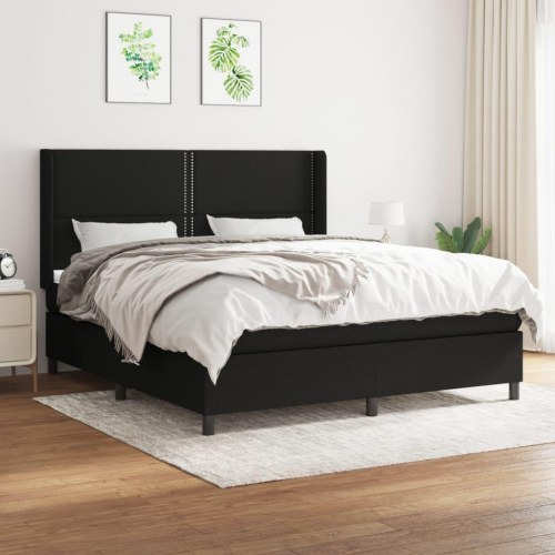 Kontinentalseng med madras 160×200 cm - stof, sort