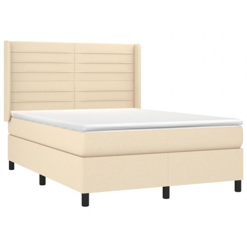 Kontinentalseng med madras 140×190 cm - stof, cremefarvet