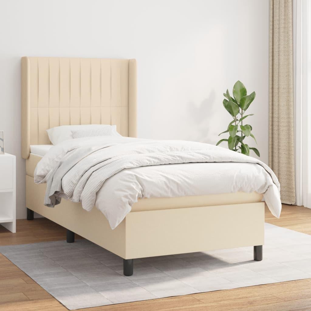 Kontinentalseng Med Madras Stof Farvet Creme - Lodrette striber / 100 x 200 cm
