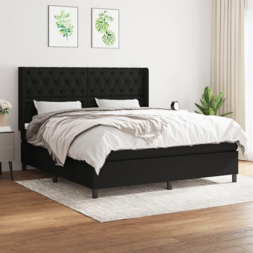 Kontinentalseng med madras 160×200 cm - stof, sort