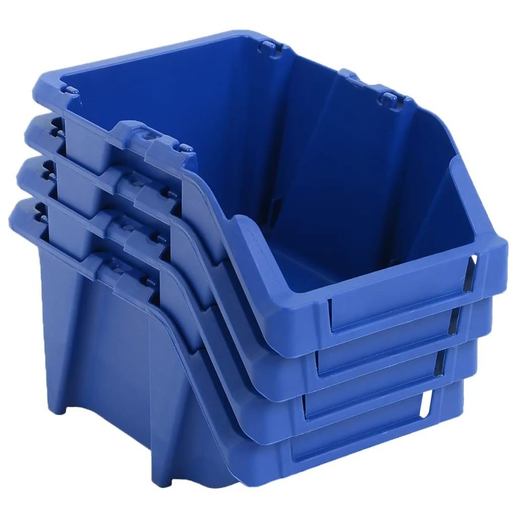 Stabelbare opbevaringskasser 150 stk. 125 x 195 x 90 mm blå