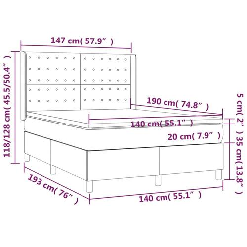 Kontinentalseng med madras 140x190 cm stof cremefarvet