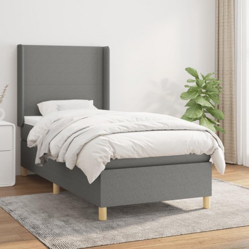 Kontinentalseng med madras 80×200 cm - stof, mørkegrå