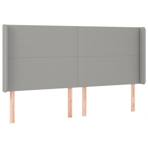 Kontinentalseng 180 x 200 cm - stof, lysegrå med justerbar sengegavl