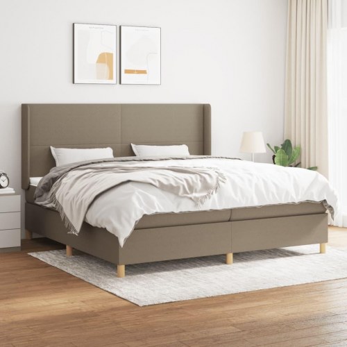 Kontinentalseng med madras 200x200 cm - stof gråbrun