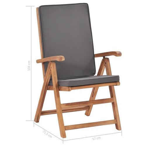 Havelænestole med hynder 2 stk. massivt teaktræ grå