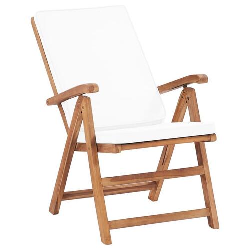 Havelænestole med hynder 2 stk. massivt teaktræ cremefarvet