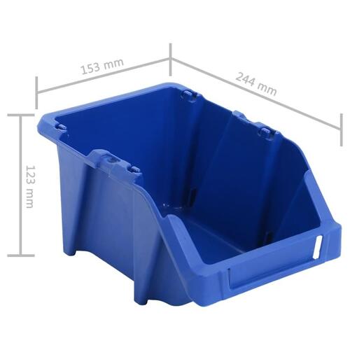 Stabelbare opbevaringskasser 75 stk. 153 x 244 x 123 mm blå