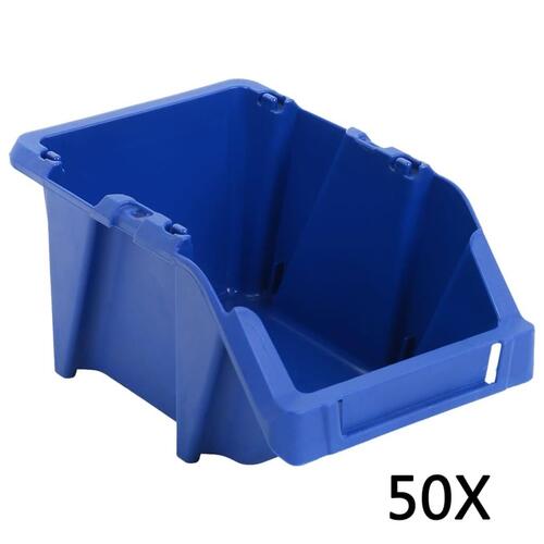 Stabelbare opbevaringskasser 50 stk. 200 x 300 x 130 mm blå