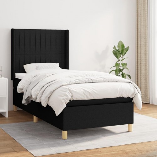 Kontinentalseng med madras 90×200 cm - stof, sort