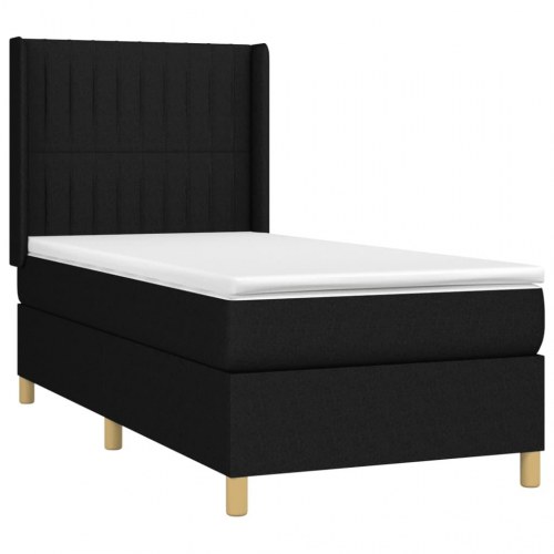 Kontinentalseng med madras 90×200 cm - stof, sort