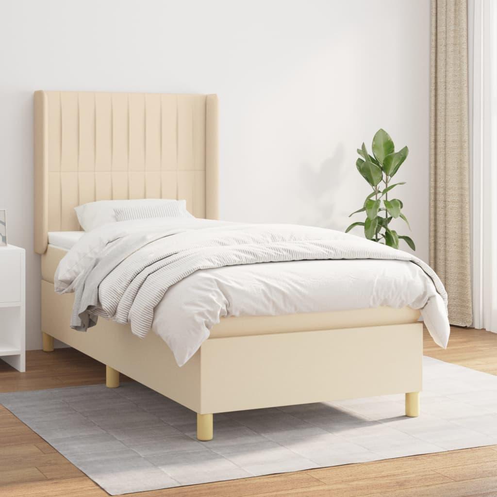 Kontinentalseng Med Madras Stof Farvet Creme - Lodrette striber / 100 x 200 cm